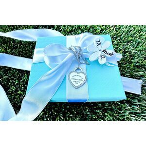 NEW Tiffany & Co. White Gold MEDIUM Heart with Diamonds Necklace, 16"